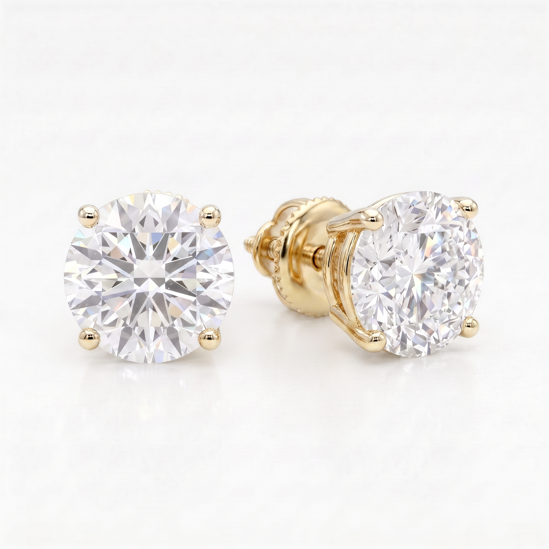 6 ct Lab-Grown Diamond Martini Studs in 14K Yellow Gold - Screwback