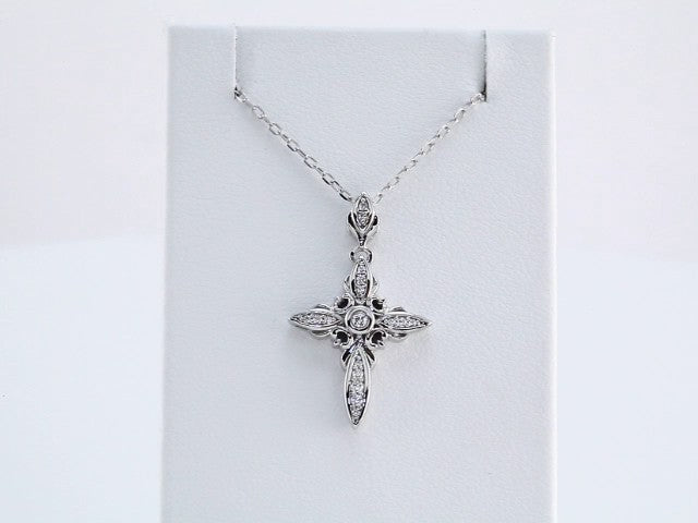 sterling-silver-imitation-white-cubic-zirconia-cross-18"-necklace