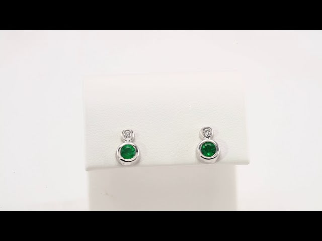 14k-white-gold--lab-grown-emerald-&-.06-ctw-natural-diamond-earrings