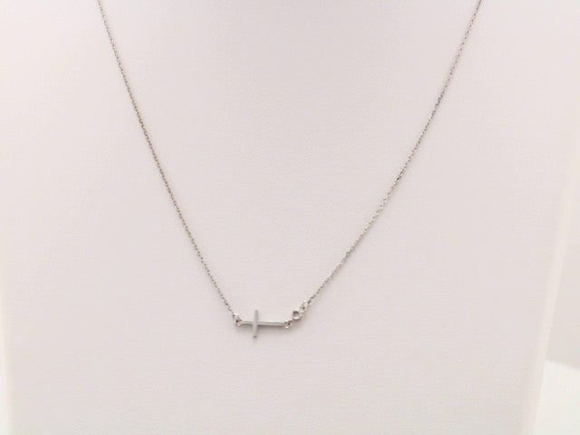 14k-white-.03-ctw-natural-diamond-sideways-cross-16-18"-necklace
