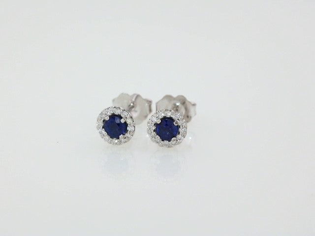 14K White Gold|Natural Blue Sapphire|4 mm