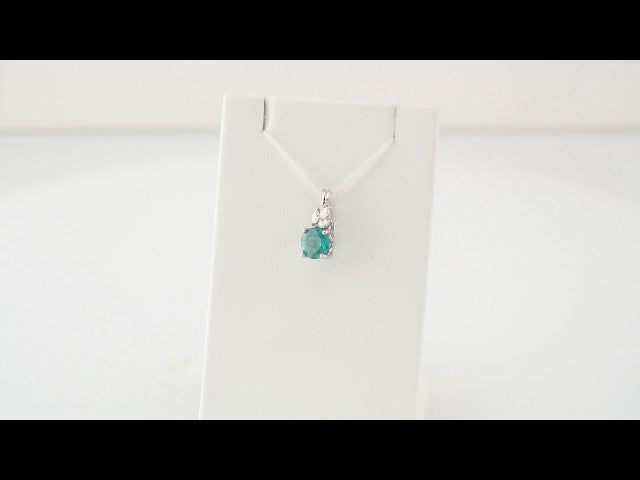 14k-white-lab-grown-emerald-&-1/10-ctw-natural-diamond-pendant