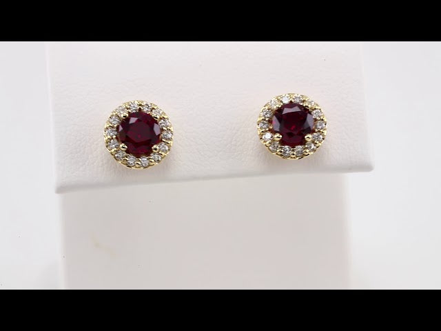 14k-yellow--natural-ruby-&-1/8-ctw-natural-diamond-earrings