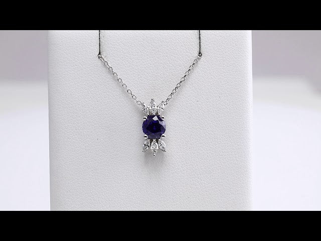 14k-white-natural-blue-sapphire-&-1/5-ctw-natural-diamond-16-18"-necklace
