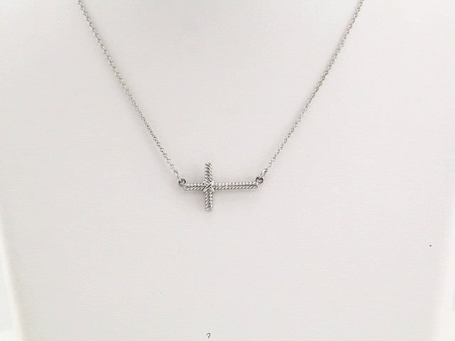 14k-white-sideways-rope-cross-16-1/2"-necklace