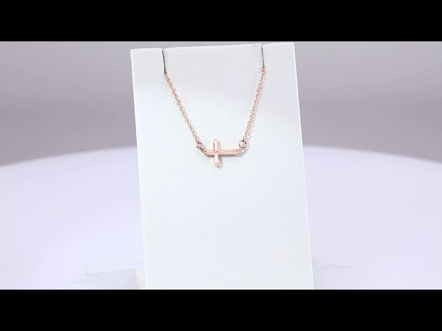 14k-rose-sideways-cross-18"-necklace