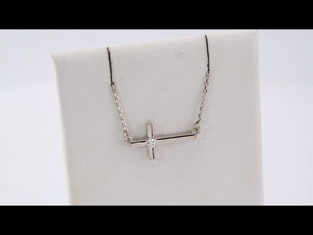 14k-white-1/10-ctw-natural-diamond-sideways-cross-16-18"-necklace