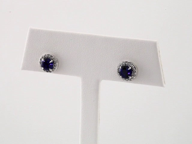 14k-white--lab-grown-blue-sapphire-&-1/8-ctw-natural-diamond-earrings