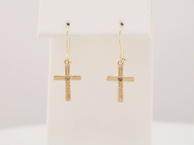 14k-yellow-heart-&-cross-earrings