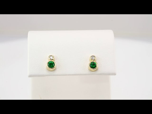 14k-yellow--natural-emerald-&-1/8-ctw-natural-diamond-earrings