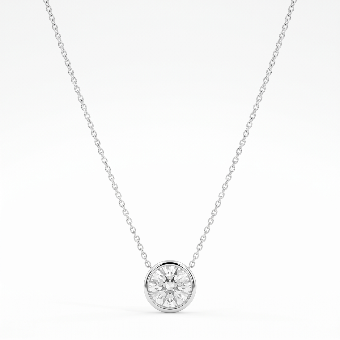 14k White Gold 1.00 CT Solitaire Necklace – product view