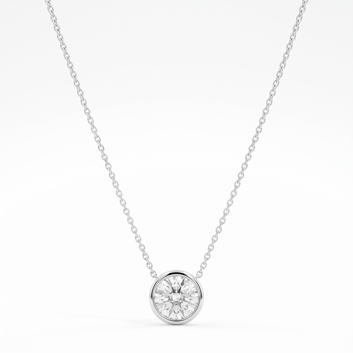14k White Gold 1.00 CT Solitaire Necklace – product view