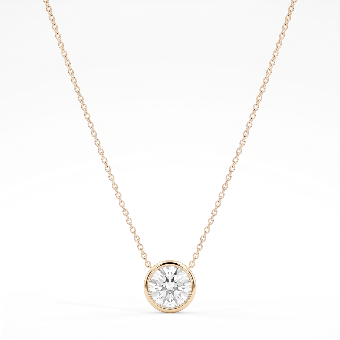 1 ct Lab-Grown Diamond Bezel Solitaire Necklace in 14K Yellow Gold