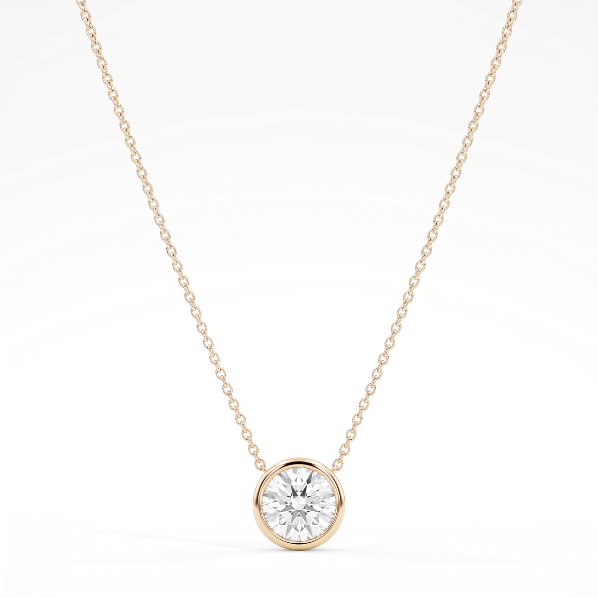 1 ct Lab-Grown Diamond Bezel Solitaire Necklace in 14K Yellow Gold