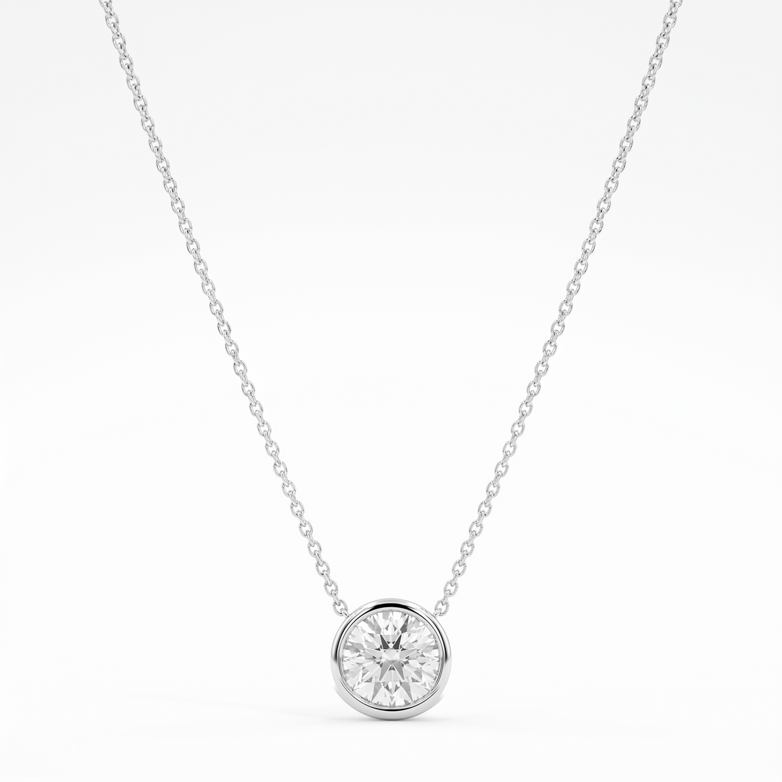 14k White Gold 1.50 CT Solitaire Necklace – product view