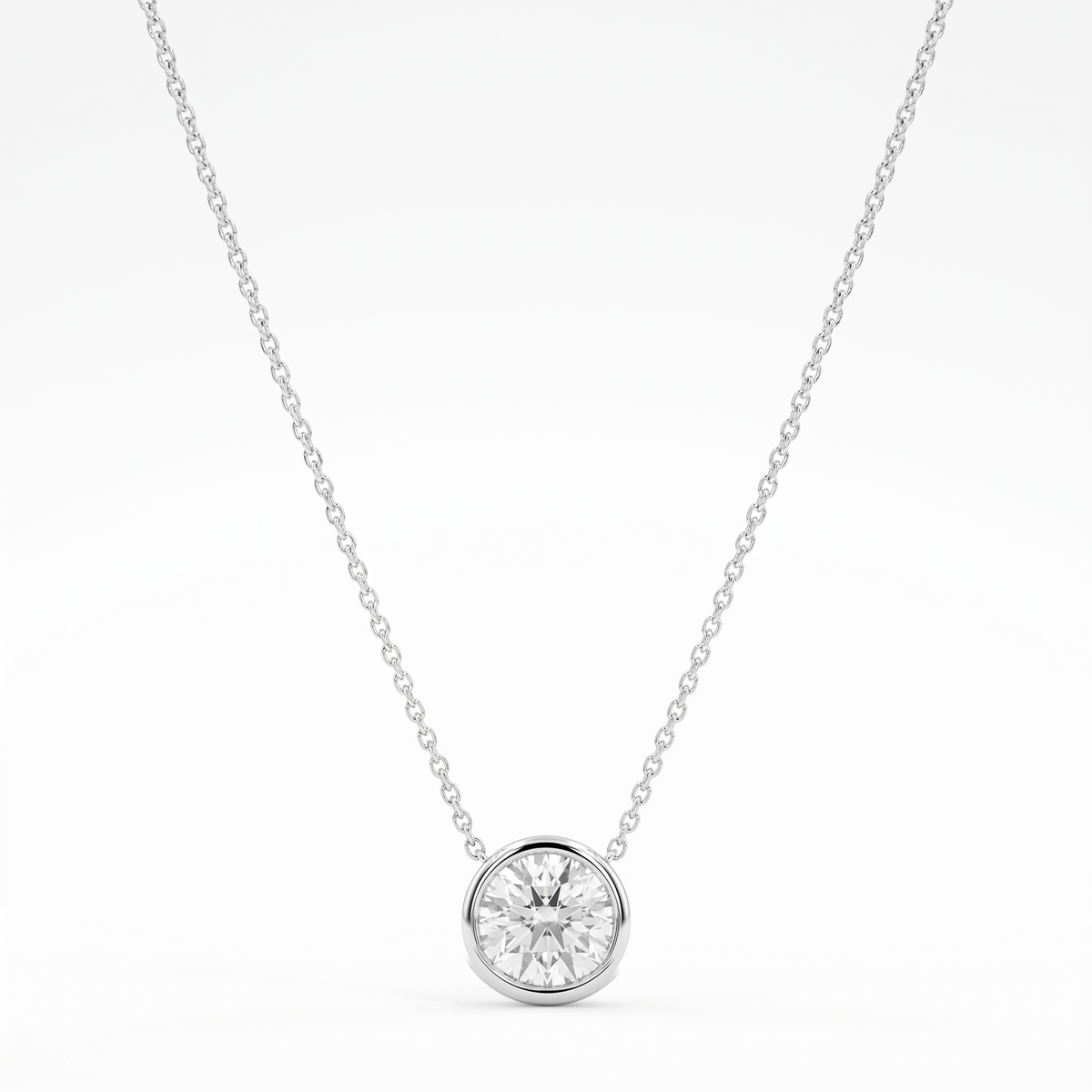 14k White Gold 1.50 CT Solitaire Necklace – product view