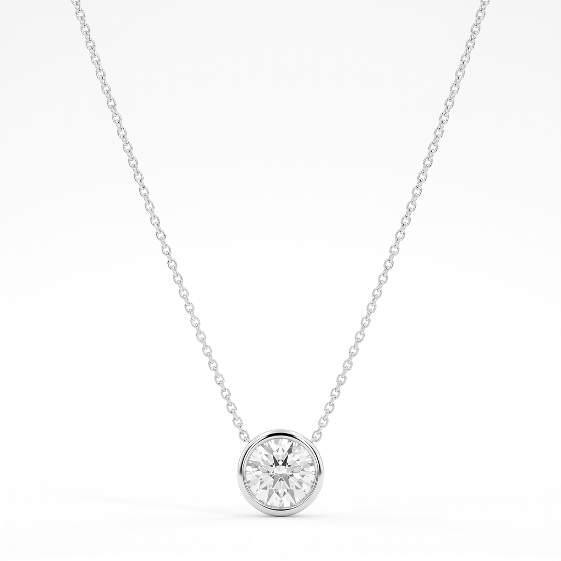 1.5 ct Lab-Grown Diamond Bezel Solitaire Necklace in 14K White Gold
