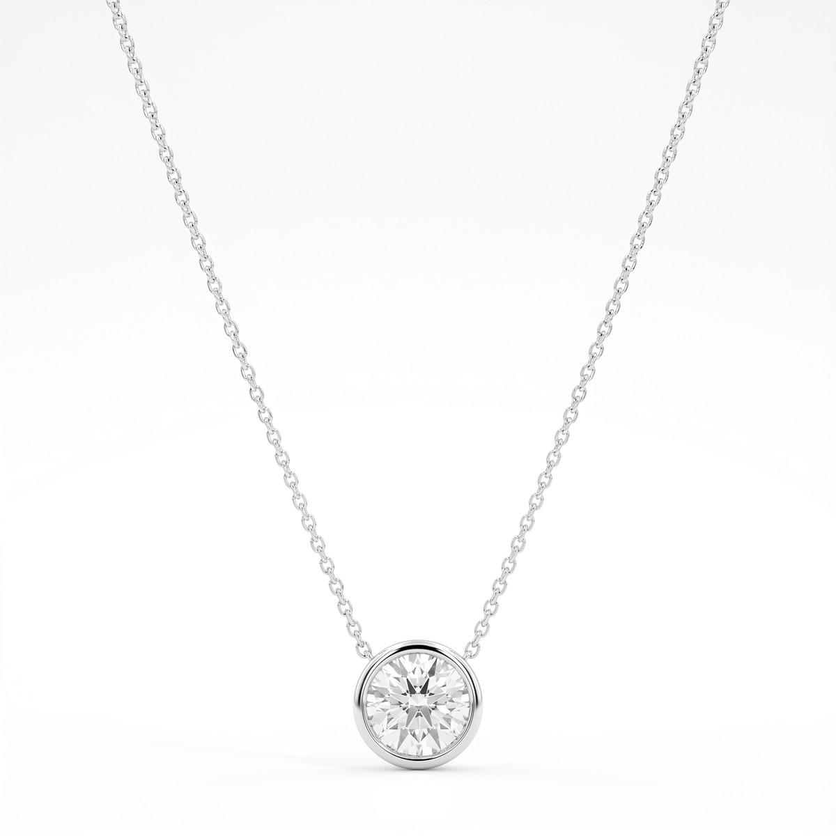 1.5 ct Lab-Grown Diamond Bezel Solitaire Necklace in 14K White Gold