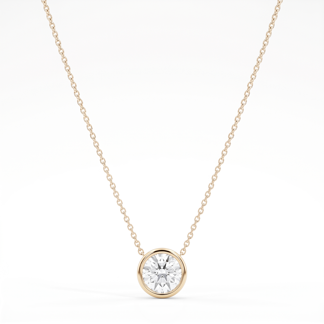 1.5 ct Lab-Grown Diamond Bezel Solitaire Necklace in 14K Yellow Gold