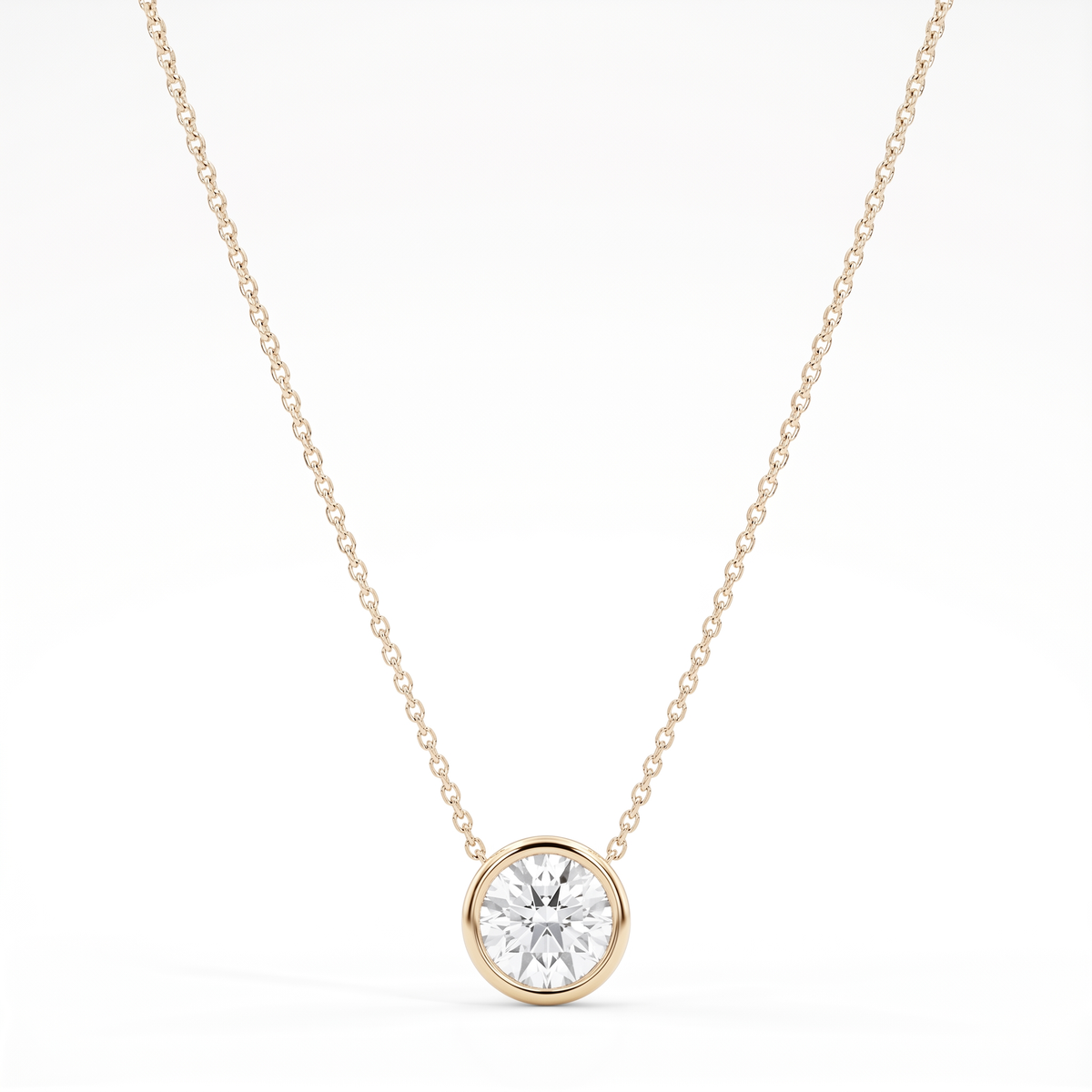 1.5 ct Lab-Grown Diamond Bezel Solitaire Necklace in 14K Yellow Gold