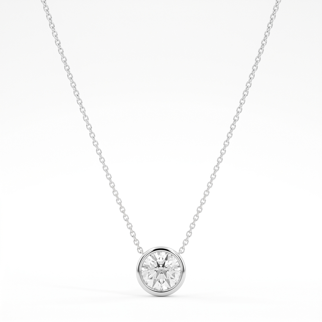 2 ct Lab-Grown Diamond Bezel Solitaire Necklace in 14K White Gold