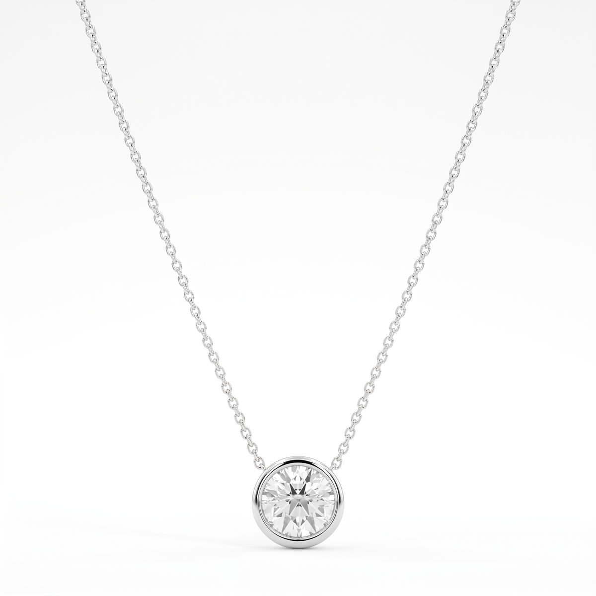 2 ct Lab-Grown Diamond Bezel Solitaire Necklace in 14K White Gold