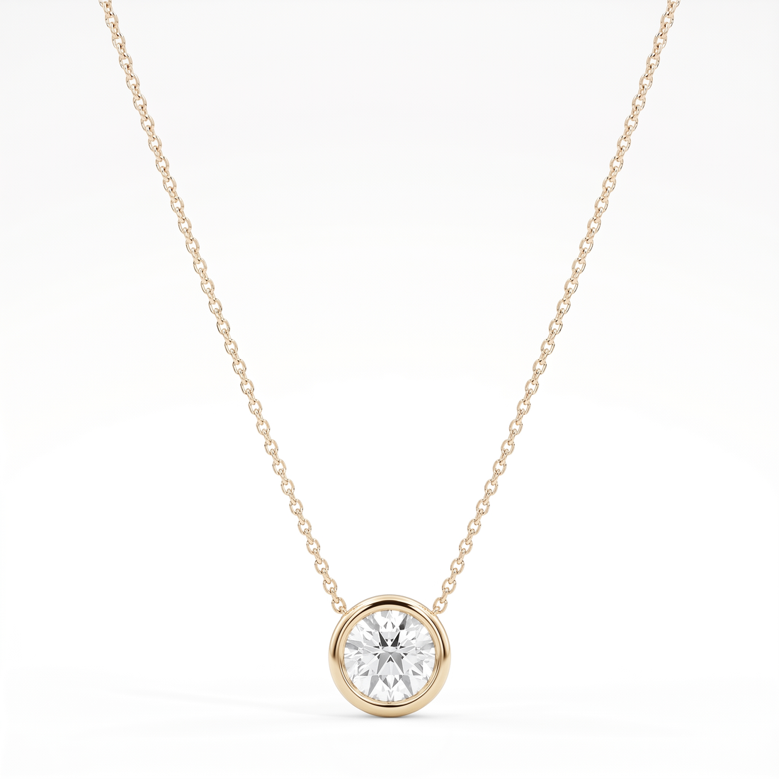2 ct Lab-Grown Diamond Bezel Solitaire Necklace in 14K Yellow Gold