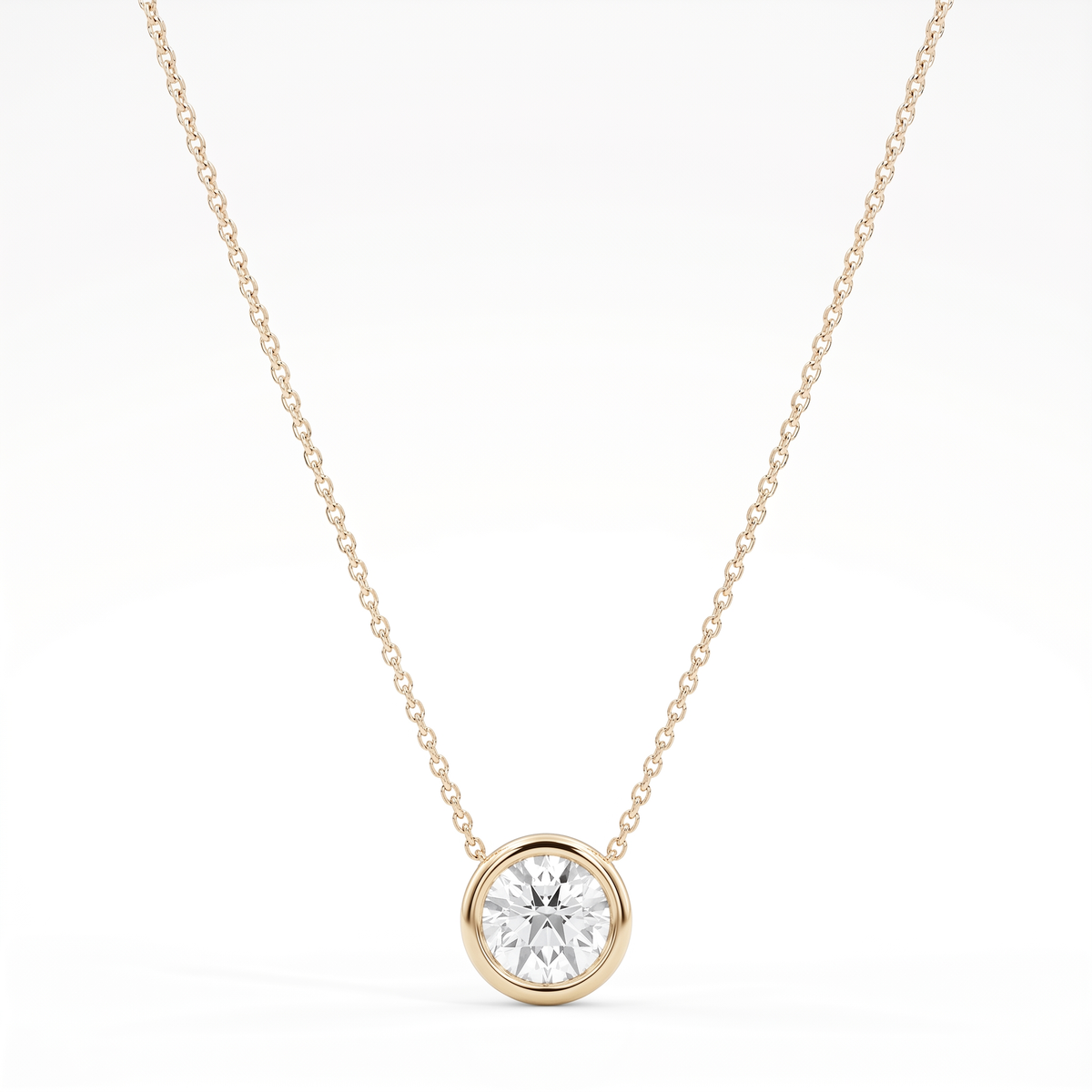 2 ct Lab-Grown Diamond Bezel Solitaire Necklace in 14K Yellow Gold
