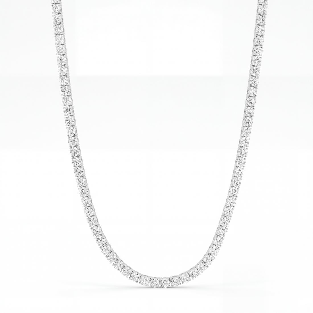 14k White Gold 11CT TW - 17 " Four Prong Lab-Grown Diamond Tennis Necklace – product view