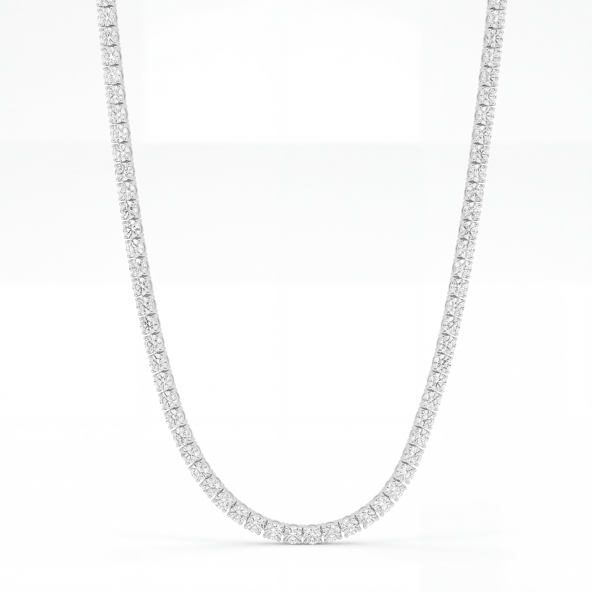 14k White Gold 11CT TW - 17 " Four Prong Lab-Grown Diamond Tennis Necklace – product view