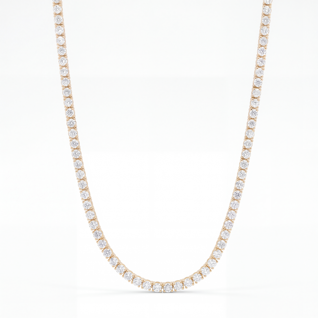 14k Yellow Gold 11CT TW - 17 " Four Prong Lab-Grown Diamond Tennis Necklace – product view