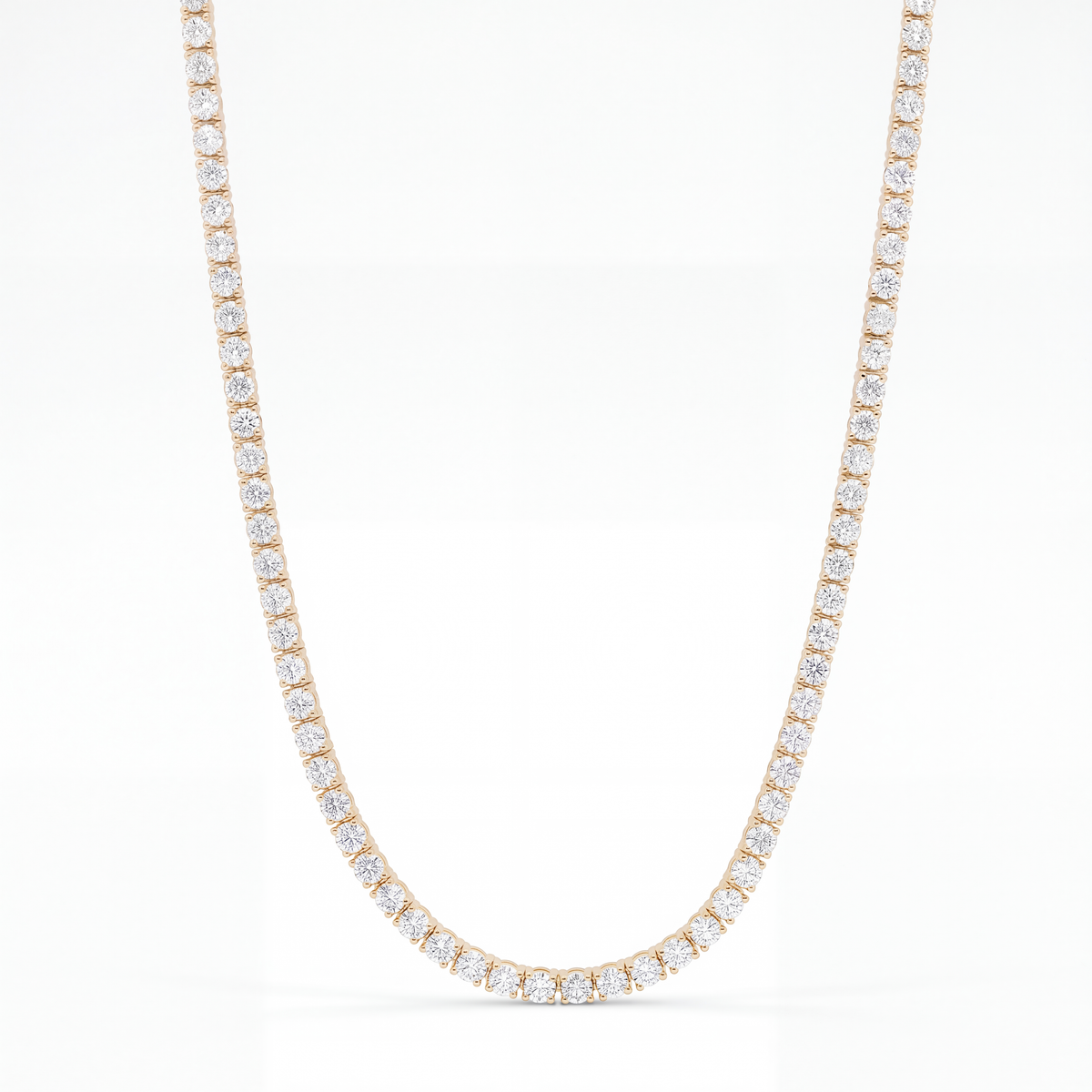 14k Yellow Gold 11CT TW - 17 " Four Prong Lab-Grown Diamond Tennis Necklace – product view