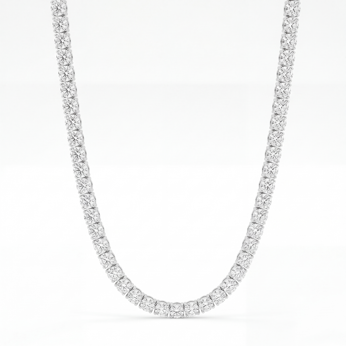 14k White Gold 14CT TW - 17 " Four Prong Lab-Grown Diamond Tennis Necklace – product view