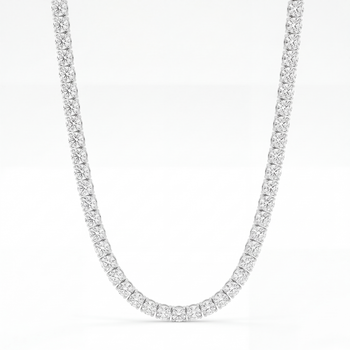 14k White Gold 14CT TW - 17 " Four Prong Lab-Grown Diamond Tennis Necklace – product view