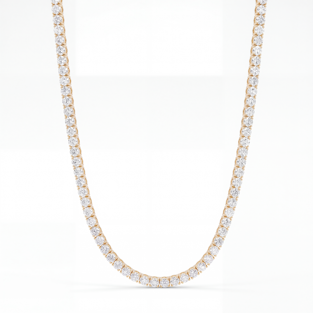 14k Yellow Gold 14CT TW - 17 " Four Prong Lab-Grown Diamond Tennis Necklace – product view