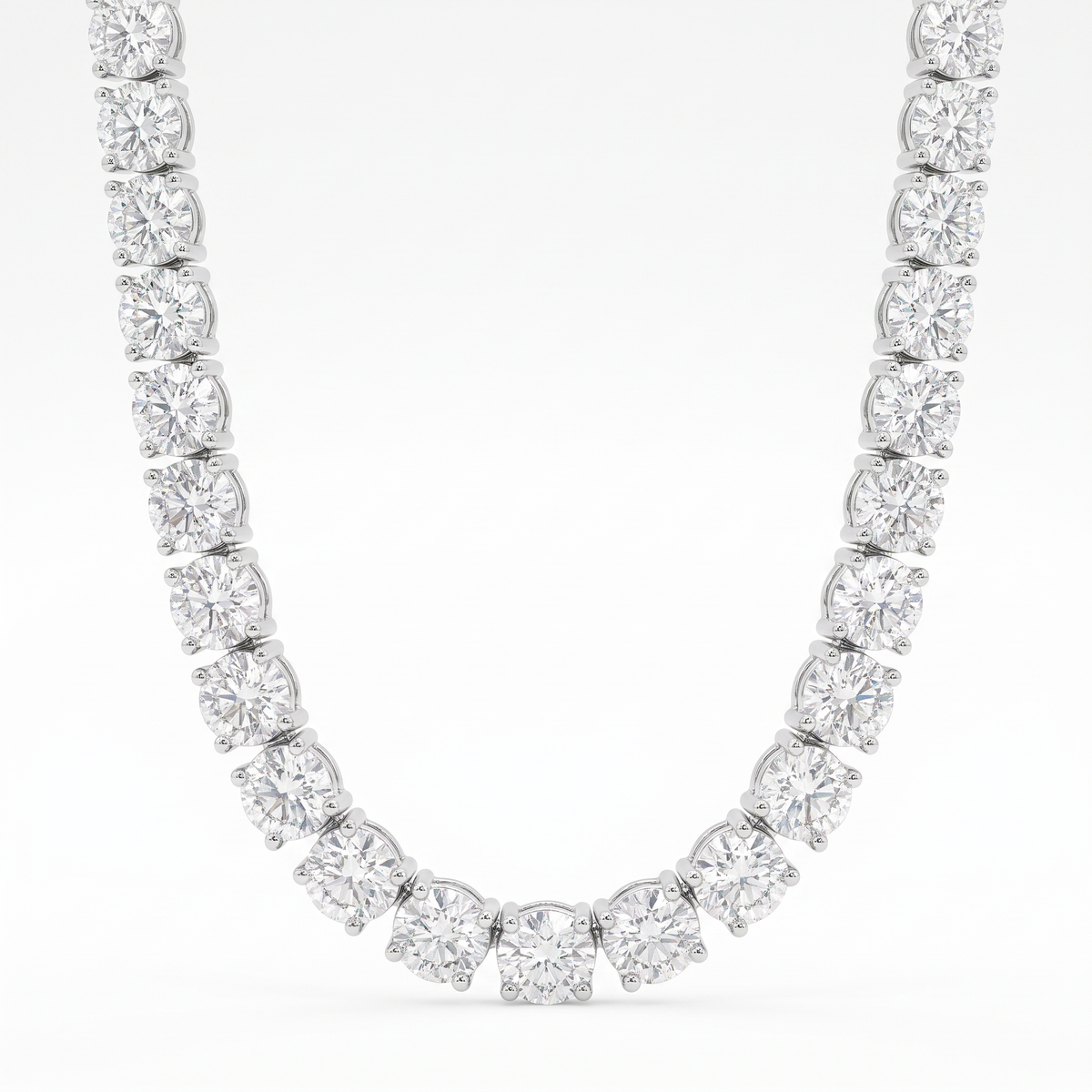 14k White Gold 25CT TW - 17 " Four Prong Lab-Grown Diamond Tennis Necklace – product view