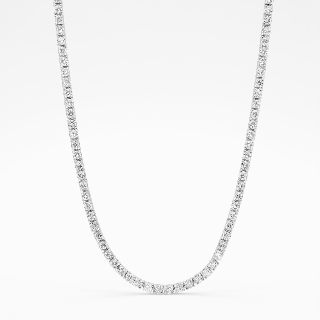 14k White Gold 7CT TW - 17 " Four Prong Lab-Grown Diamond Tennis Necklace – product view