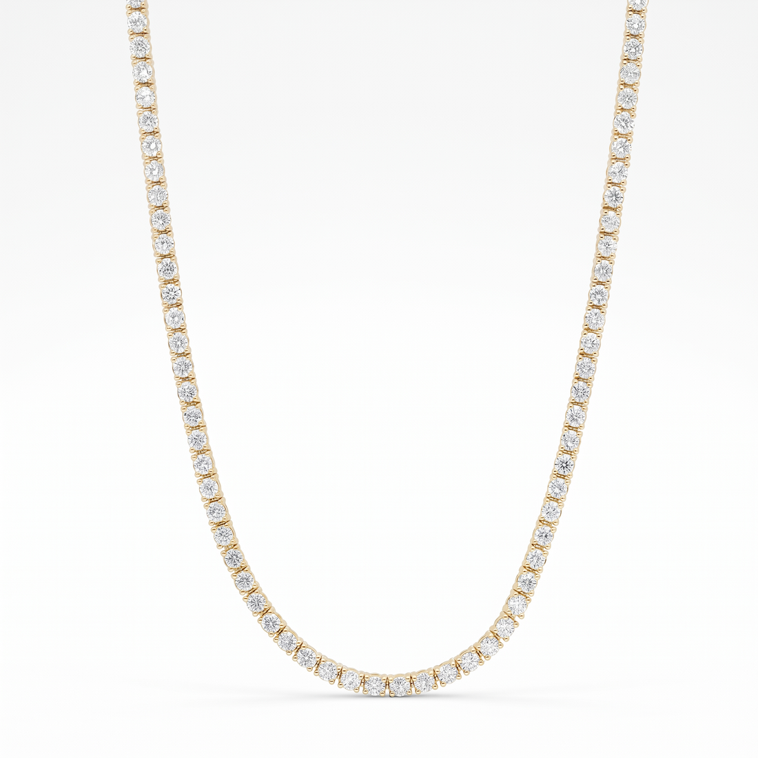 14k Yellow Gold 7CT TW - 17 " Four Prong Lab-Grown Diamond Tennis Necklace – product view