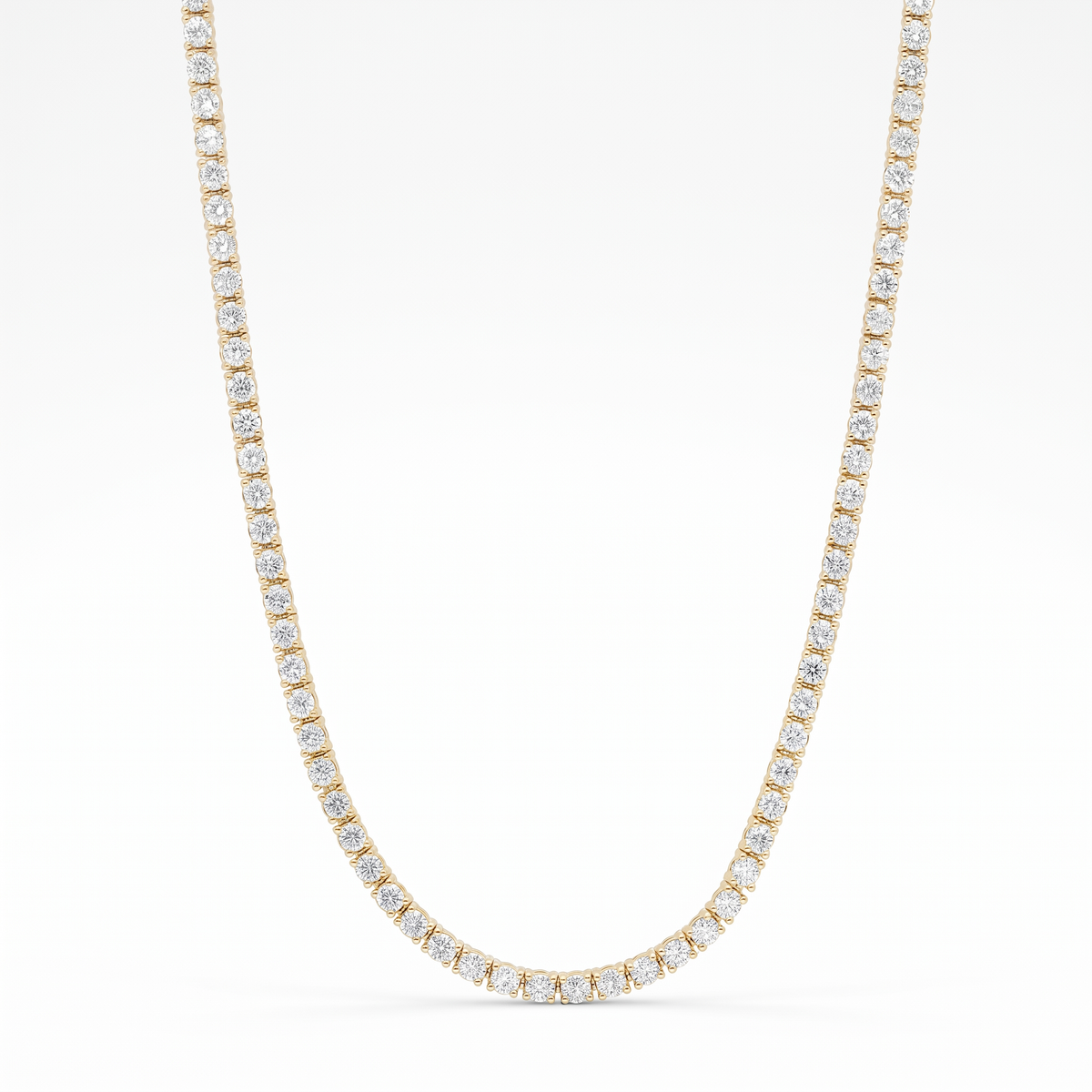 14k Yellow Gold 7CT TW - 17 " Four Prong Lab-Grown Diamond Tennis Necklace – product view
