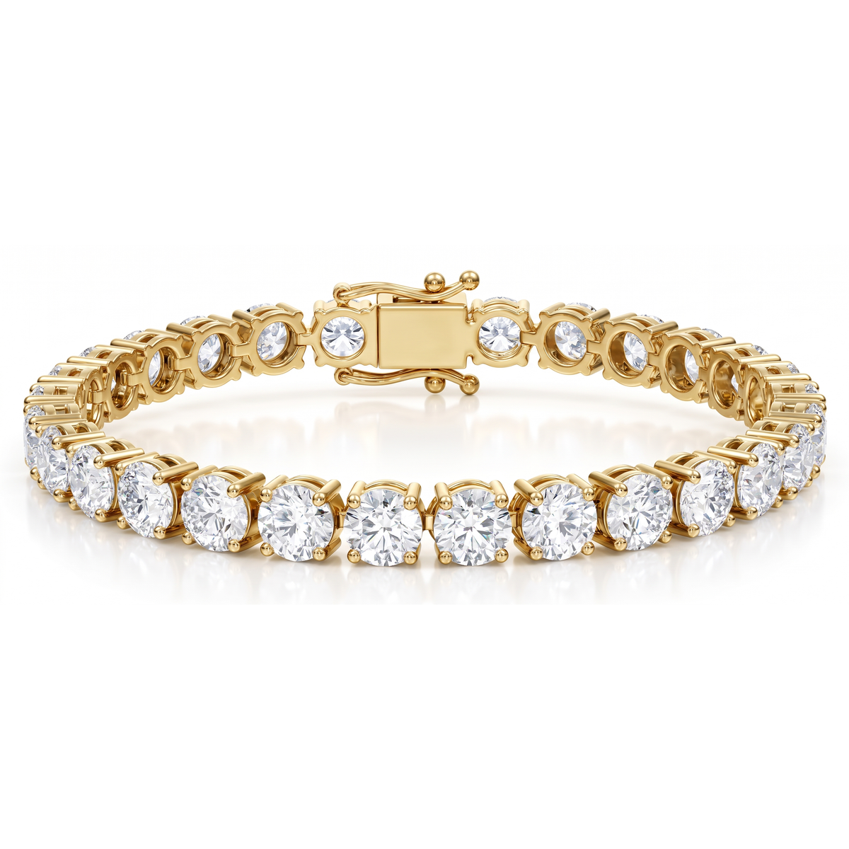 21 ct Lab-Grown Diamond Tennis Bracelet in 14K Yellow Gold