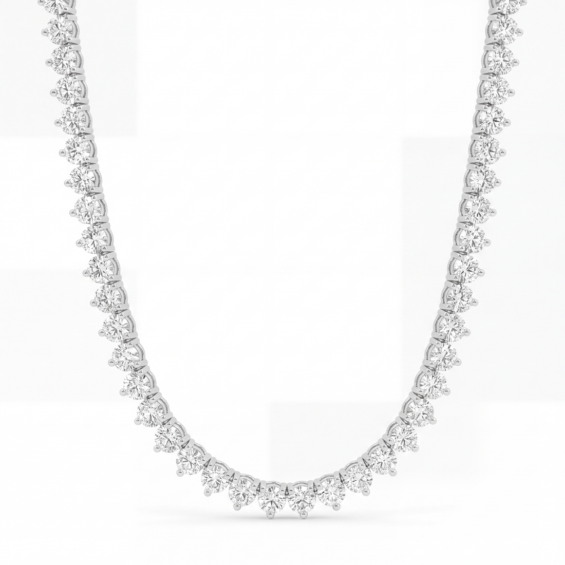 14k White Gold 26CT TW - 17 " Three Prong Lab-Grown Diamond Tennis Necklace – product view