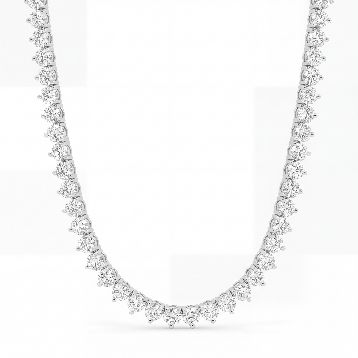 14k White Gold 26CT TW - 17 " Three Prong Lab-Grown Diamond Tennis Necklace – product view