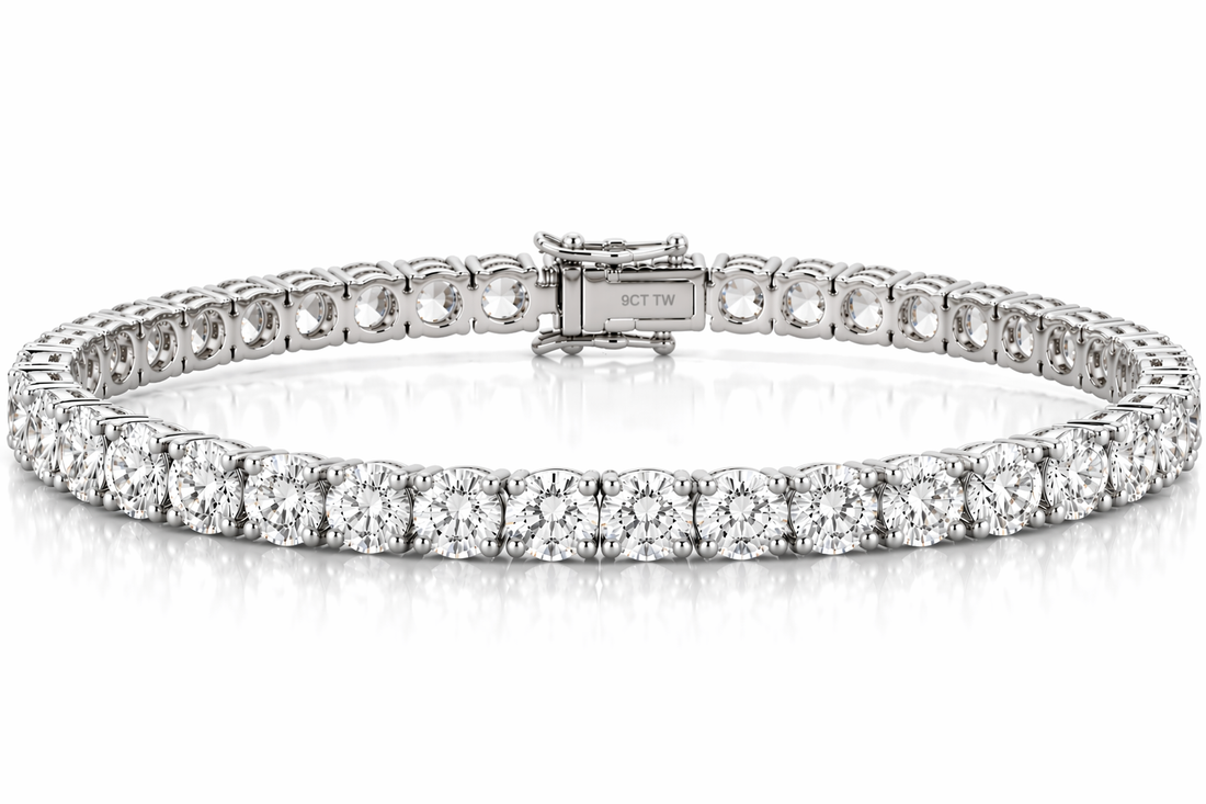 14k White Gold 9CT TW - 7 " Four Prong Lab-Grown Diamond Tennis Bracelet