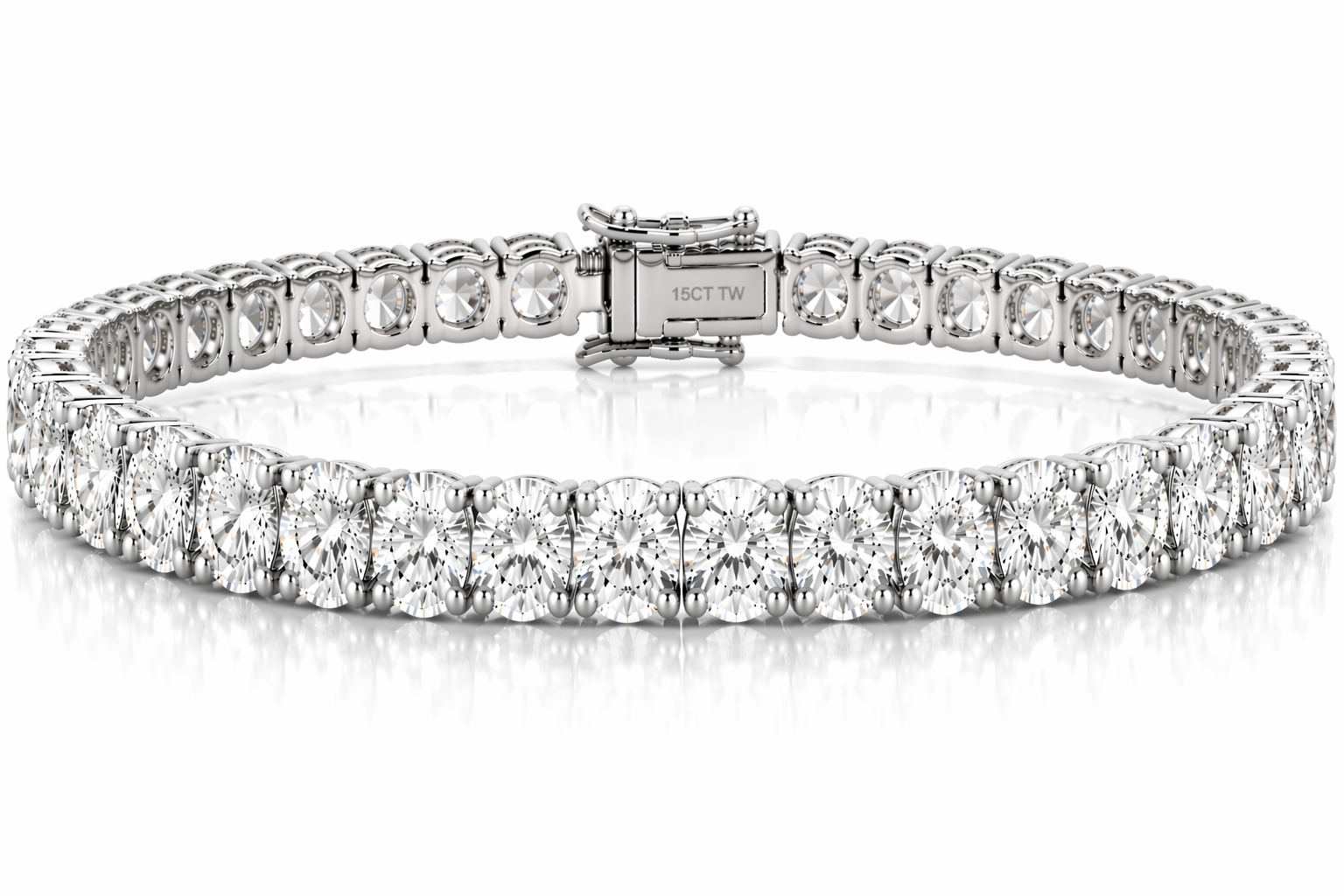 14k Yellow Gold 15CT TW - 7 " Four Prong Lab-Grown Diamond Tennis Bracelet