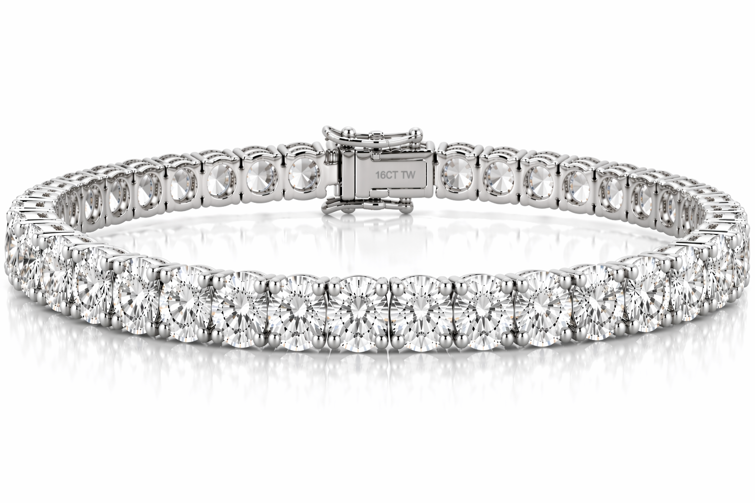 14k Yellow Gold 16CT TW - 7 " Four Prong Lab-Grown Diamond Tennis Bracelet