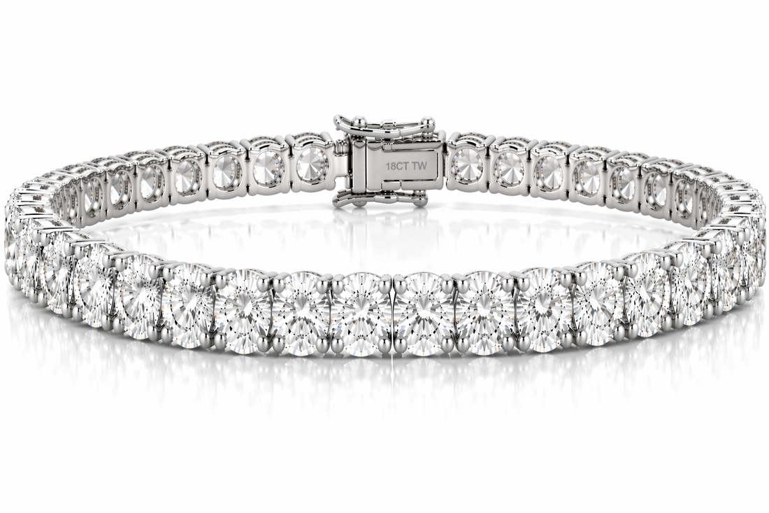 14k Yellow Gold 18CT TW - 7 " Four Prong Lab-Grown Diamond Tennis Bracelet