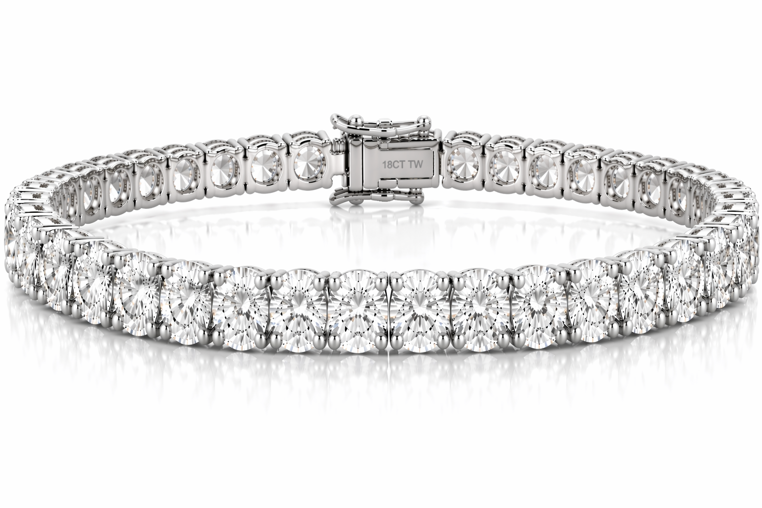 14k Yellow Gold 18CT TW - 7 " Four Prong Lab-Grown Diamond Tennis Bracelet