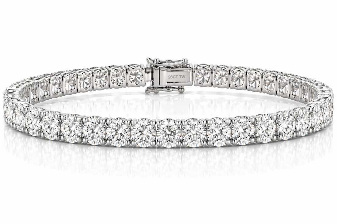 14k Yellow Gold 26CT TW - 7 " Four Prong Lab-Grown Diamond Tennis Bracelet