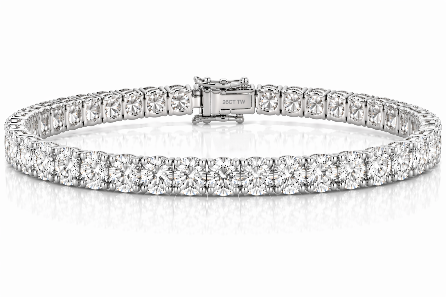 14k Yellow Gold 26CT TW - 7 " Four Prong Lab-Grown Diamond Tennis Bracelet